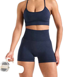 High Quality Women's Cotton Gym Shorts Breathable Quick Dry Mid Waist Regular Fit Scrunch Butt Sports Shorts Belt <b>Drawstring</b> - Product Image 5
