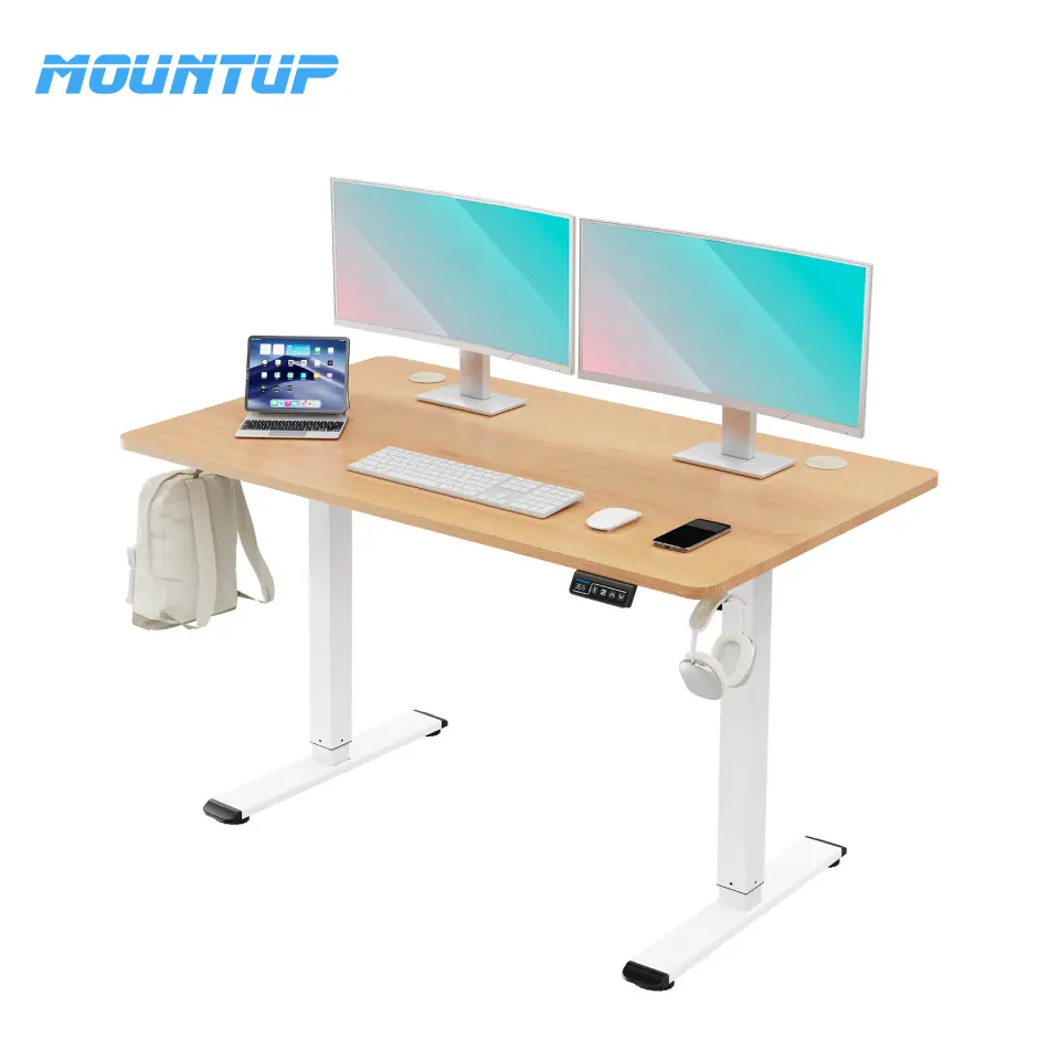 Mountap meja berdiri elektrik, tinggi dapat diatur ergonomis dudukan meja tahan hingga 70kg/154lbs