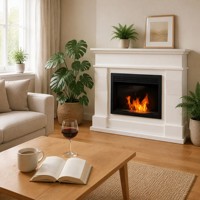 Cheminée bioéthanol autoportante MDF-03WH avec cadre en acier, sans conduit de fumée, avec poignée de flamme, pour intérieur