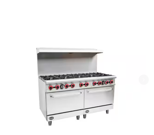 Estufa de gas comercial de 60 pulgadas y 5.9 pies cúbicos con 10 quemadores y horno doble en acero inoxidable - Product Image 4