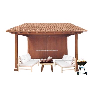 Pavillon d'extérieur en teck massif, pergola en bois, gazebo au design moderne, écologique, installation facile, imperméable, mobilier de jardin pour barbecue - Product Image 4