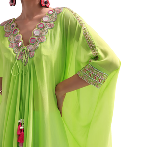 Pappagallo verde ricamato Kurta Palazzo Set all'ingrosso donna abbigliamento etnico OEM fornitore di fabbrica personalizzato per feste - Product Image 4