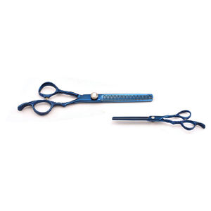 Blue Plasma Finish Barber <b>Thinner</b> with Fancy Design Handle Professional Stainless Steel <b>Hair</b> Cutting Shears Precision Thinning - Product Image 1