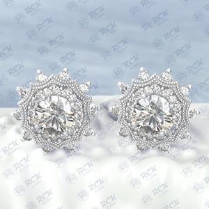 0,95 TCW estilo Vintage corte redondo Moissanite Stud pendientes para mujer boda diamante joyería regalo para ella - Product Image 2