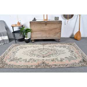 Tapis Patchwork Brun Beige Traditionnel 3.7X7.1 pieds Viscose Laine Rectangle Couloir Conception Latex Support Chevet Modèle pour Vivre - Product Image 1