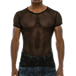 Camiseta de Malla Transpirable para Hombre con Estampado de Serigrafía Bordado, Diseño Comprimido con Patrón de Arcoíris Sólido - Product Image 1