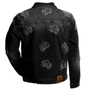 <b>Mens</b> <b>Black</b> Denim <b>Jacket</b> Distressed Design Button Closure <b>Long</b> Sleeve Casual Urban Style Jean Outerwear - Product Image 2