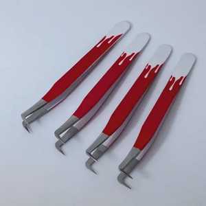 แหนบปลายขนตาเส้นใยสีแดงสีขาวพร้อมเสน่ห์อุปกรณ์ต่อขนตาสแตนเลสที่มีความแม่นยำทนทาน - Product Image 6