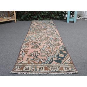 Alfombra Turca Vintage de 1.6x6.2 pies, Alfombra Azul Marrón Estilo Suroeste - Product Image 4