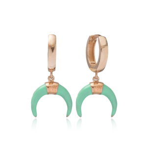 Boucles d'oreilles en émail de conception de corne boucles d'oreilles pendantes bijoux fins turcs faits à la main en gros bijoux en argent Sterling 925 - Product Image 2