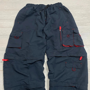 Pantalon multi-poches ample unisexe, pantalon cargo ample, coupe-vent, taille élastique, ceinture réglable, fermeture éclair, jambe large, couleur noire - Product Image 5