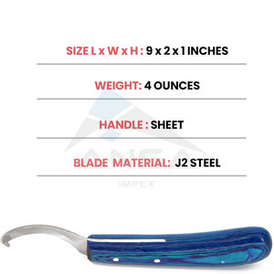 Couteau à sabots ANSA IMPEX AI-Horse, lame courbée à une seule face, acier inoxydable professionnel, manche en bois, outil multifonctionnel pour fermeur de chevaux - Product Image 5