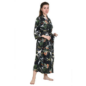Handblock-Kimono Pure Cotton Boho Bathrobe with Floral and Jungle Print for Leisure <b>Spring</b>/Summer <b>Cardigan</b> Mode - Product Image 4