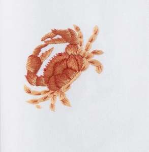 Custom Wholesale Washable Embroidery Brown Crab <b>Placemat</b> & Napkin Set <b>White</b> Cotton Hemstitch Mats for Home Wedding Events - Product Image 2