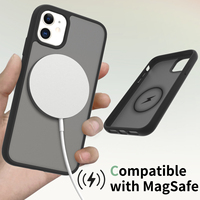 Étui de luxe en TPU + acrylique avec finition givrée, chargement magnétique, antichoc et anti-chute pour iPhone 11
