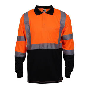 Polo de alta visibilidad de poliéster transpirable Polo de seguridad de malla de refrigeración de manga larga y corta con función térmica y bolsillo - Product Image 2