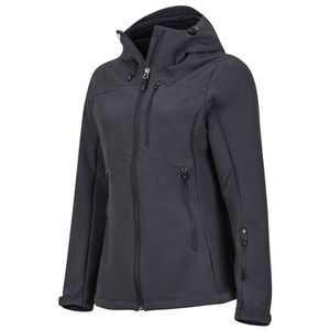 Veste softshell pour femme avec logo personnalisé imprimé, manches longues, tissu en toile de coton, imperméable, respirant, doublure en polaire, à capuche - Product Image 2