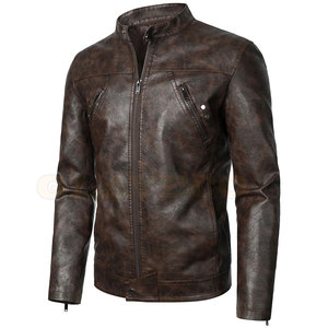 Factory Manufacturer Custom Design Men's <b>Winter</b> <b>Leather</b> <b>Jacket</b> Stand Collar Front Comfortable Street Wear Waterproof Breathable - Product Image 2