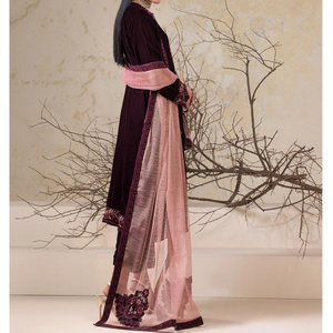 Increíble vestido de terciopelo al por mayor de lujo de color sólido elegante bordado de talla grande vestido de terciopelo suave ropa cultural nupcial a la venta - Product Image 2
