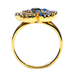 Traditional <b>Sterling</b> <b>Silver</b> 925 Gold Plated Blue Topaz Gemstones Cheap Classic Elegant Trendy Ladies Wear <b>Ring</b> - Product Image 5