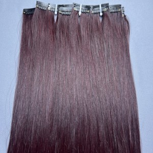 Extensions de cheveux à pince droite bordeaux super bon marché vierges vietnamiennes remy clipins bruts à donneur unique - Product Image 2
