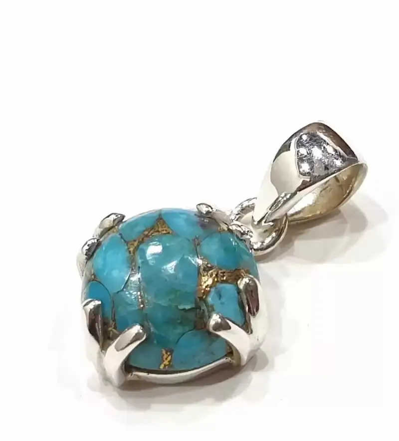 Turquoise gemstone pendant Indian silver jewelry 925 Sterling Silver Pendant wholesale supplier