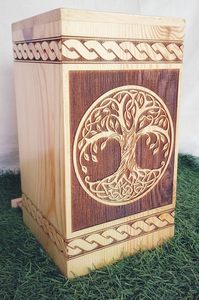 Caja de urna de madera hecha a mano diseño de árbol funerario adultos recuerdo caja de urna conmemorativa para cenizas humanas artículo de decoración del hogar - Product Image 5