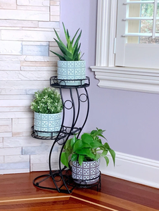 3 Tier Metal Planter <b>Stand</b> & Flower <b>Pot</b> Holder for Garden Display <b>Stand</b> Indoor and Outdoor Use - Product Image 2
