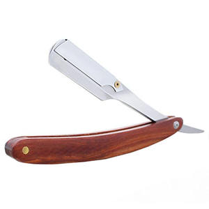 Rasoir manuel de qualité supérieure avec manche en bois, lame droite en acier inoxydable et étui en cuir - Product Image 2