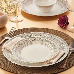 Ensemble de 12 assiettes en céramique blanche lavables au lave-vaisselle et au micro-ondes, 4 quarts d'assiettes, 4 bols à légumes, vaisselle sans cendres d'os - Product Image 3