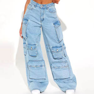 Fabricante Mayorista de Jeans de Mezclilla para Mujer Estilo Cargo de Alta Calidad con Etiqueta Personalizada - Product Image 1
