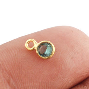 Conector de joyería de cuarzo azul cielo redondo, hecho a medida, conjunto de bisel chapado en oro, lote de 20 unidades - Product Image 3