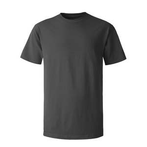 T-shirt à manches courtes en pur coton à col rond épais, ample, couleur unie, blanc, bas pour hommes et femmes, couleur unie - Product Image 2