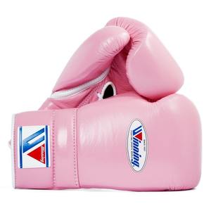 Gants de boxe à lacets personnalisés en rose, de haute qualité, en cuir de vache, pour la boxe thaïlandaise, le kickboxing, la compétition de boxe - Product Image 1