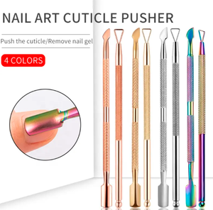Empujador de cutículas de doble punta de acero, herramienta para quitar esmalte de uñas curvo, removedor de piel muerta para dedos, caja de almacenamiento de manicura, regalo, 2 uds. - Product Image 3