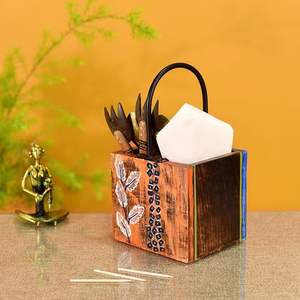 Porte-cuillères en bois peint avec motif artistique, élégant porte-cuillères en bois imprimé pour la salle à manger et la zone de service - Product Image 6