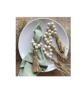แหวนผ้าเช็ดปากลูกปัดทำจากไม้ธรรมชาติสำหรับตกแต่งโต๊ะรับประทานอาหารค่ำงานปาร์ตี้ - Product Image 1