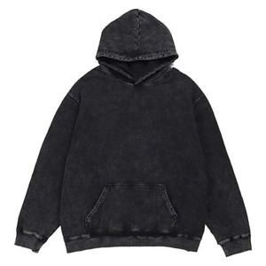 Vente en gros de pulls brodés délavés à l'acide unisexe avec logo personnalisé avec poche surdimensionnée couleurs personnalisées hiver adulte - Product Image 1