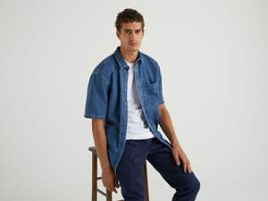 <b>Denim</b> <b>Shirts</b> Custom Color Eco-Friendly Anti-Pilling 100% Cotton Twill Fabric <b>Men's</b> Casual Long Sleeve <b>Shirt</b> - Product Image 3