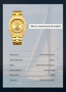 Reloj de Lujo para Hombre, Acero Inoxidable, Modelo GFL-Y1191, Mecánico, OEM ODM - Product Image 1