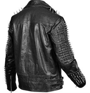 Chaqueta de Cuero Vacuno Estilo Punk Hecha a Mano y Personalizada, Unisex, Transpirable, Resistente al Viento, de Alta Calidad, Nueva Moda, Superventas - Product Image 6