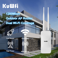 Antena SMA KuWFi, Punto de Acceso Inalámbrico para 100 Usuarios, 1200mbps, Punto de Acceso Wifi para Exteriores con Alcance de 100m, Punto de Acceso Wifi Poe