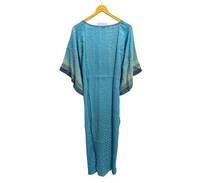 Robe de plage, robe de nuit, robe longue, kimono en soie recyclée vintage indienne fait à la main, design sur mesure, longueur longue