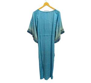 Robe de plage, robe de nuit, robe longue, kimono en soie recyclée vintage indienne fait à la main, design sur mesure, longueur longue - Product Image 2