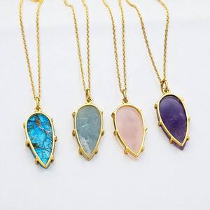 Collar de cristal/diamantes de imitación en forma de pera, conjunto de puntas chapadas en oro de Plata de Ley 925, joyería de uso diario de moda hecha a mano para mujer - Product Image 5