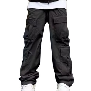 กางเกงคาร์โก้ผู้ชายเอวยางยืดและกางเกงลำลองหลายกระเป๋าแบบมีเชือกผูกสำหรับกลางแจ้งชุดทำงานและเครื่องแต่งกายแนวสตรีท - Product Image 1