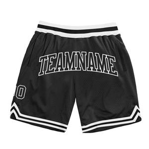 Pantalones cortos de baloncesto con retroceso auténtico negro-blanco personalizados de la industria de ropa deportiva al por mayor - Product Image 1