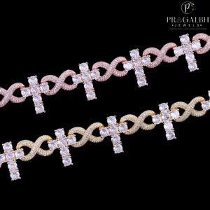 สร้อยคอโซ่ประดับเพชรโมอิส925สเตอร์ลิงเงินสไตล์คิวบาพร้อมจี้ไม้กางเขนเพชรโมอิสซาไนต์แบบบาแก็ต - Product Image 3