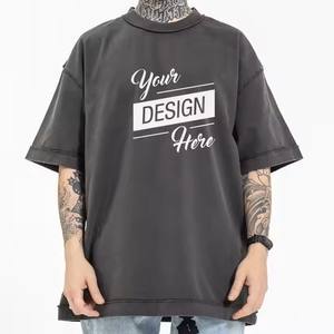 2023 Camiseta básica con hombros descubiertos para hombre, de alta calidad 100% de algodón, ajuste de gran tamaño, dobladillo curvo, colores personalizados, ropa de calle informal de punto - Product Image 3