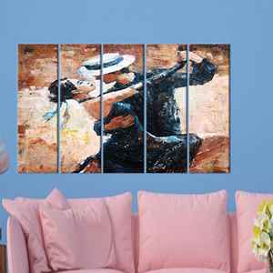 Obra de arte impresa en lienzo: Bailarines de tango modernos para una decoración elegante, 5P: Enmarcado tipo galería - Product Image 1